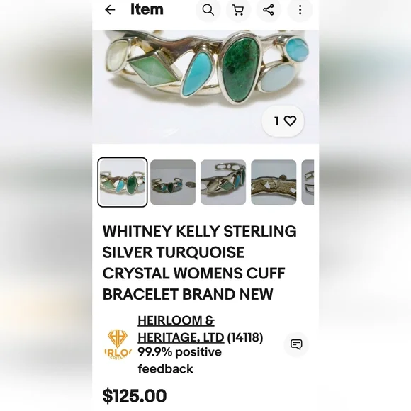 WHITNEY KELLY Sterling Silver Turquoise, Chrysocolla, Chalcedony Cuff Bracelet! - Picture 11 of 12